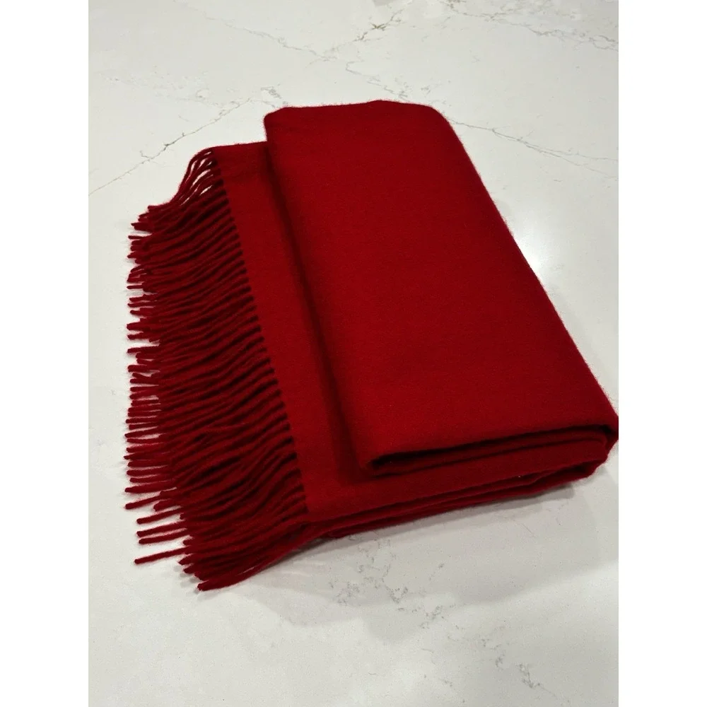 NWOT‎ Williams Sonoma Cashmere Throw Fringe Red 50
